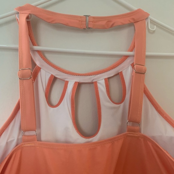 NWT Salmon Size 22-24/3X Bloomchic Bandana Cut Out Halter Swim Dress - Picture 7 of 10